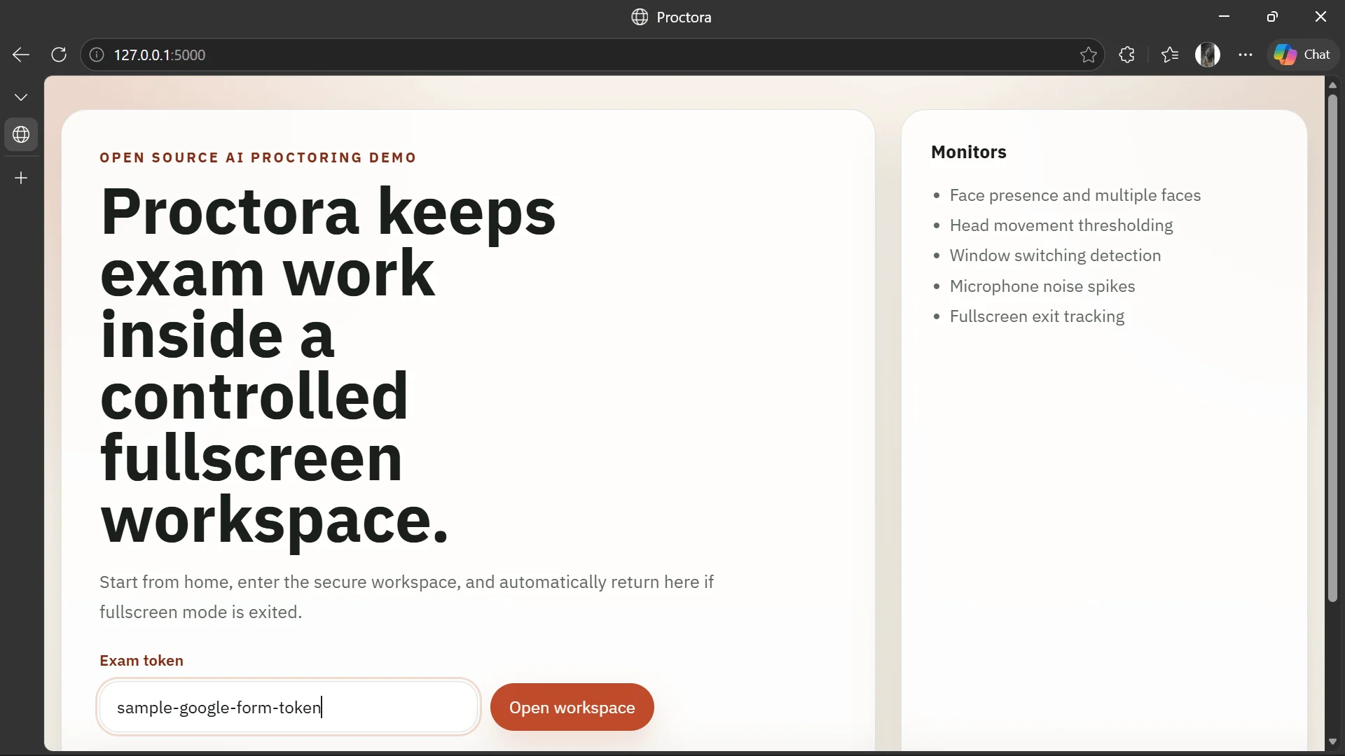 Proctora Home Interface